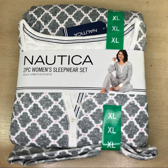 Nautica Women 2 Piece Gray Fleece Pajama Size XL Sleepwear Set - Picture 5 of 6